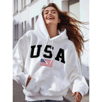 Amazon Cross-Border American Trendy Brand Hooded Pullover Sweatshirt for Women Spring and Autumn New Loose National Trendy Brand Versatile Top