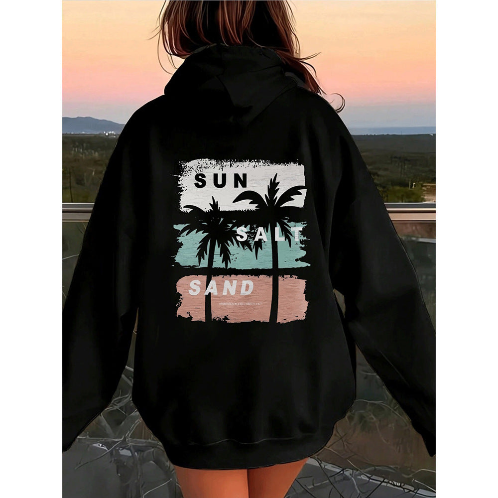 Amazon Cross-Border American Trendy Brand Hooded Pullover Sweatshirt for Women Spring and Autumn New Loose National Trendy Brand Versatile Top