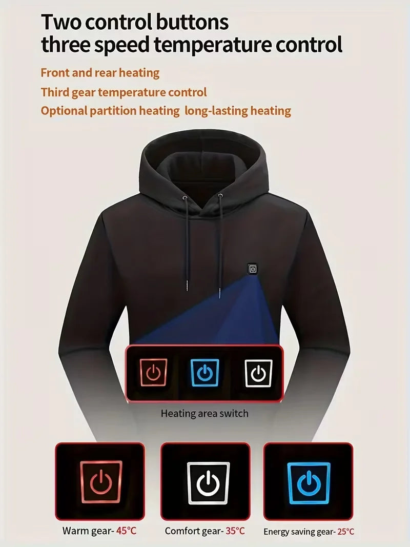 RedlineWall HeatCore™ – Podgrzewana Bluza Męska z Kapturem | 3 Poziomy Grzania