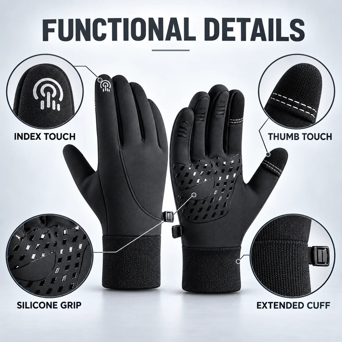 **RedlineWall™ Thermal Grip Gloves – Rękawiczki Termiczne Touchscreen**
